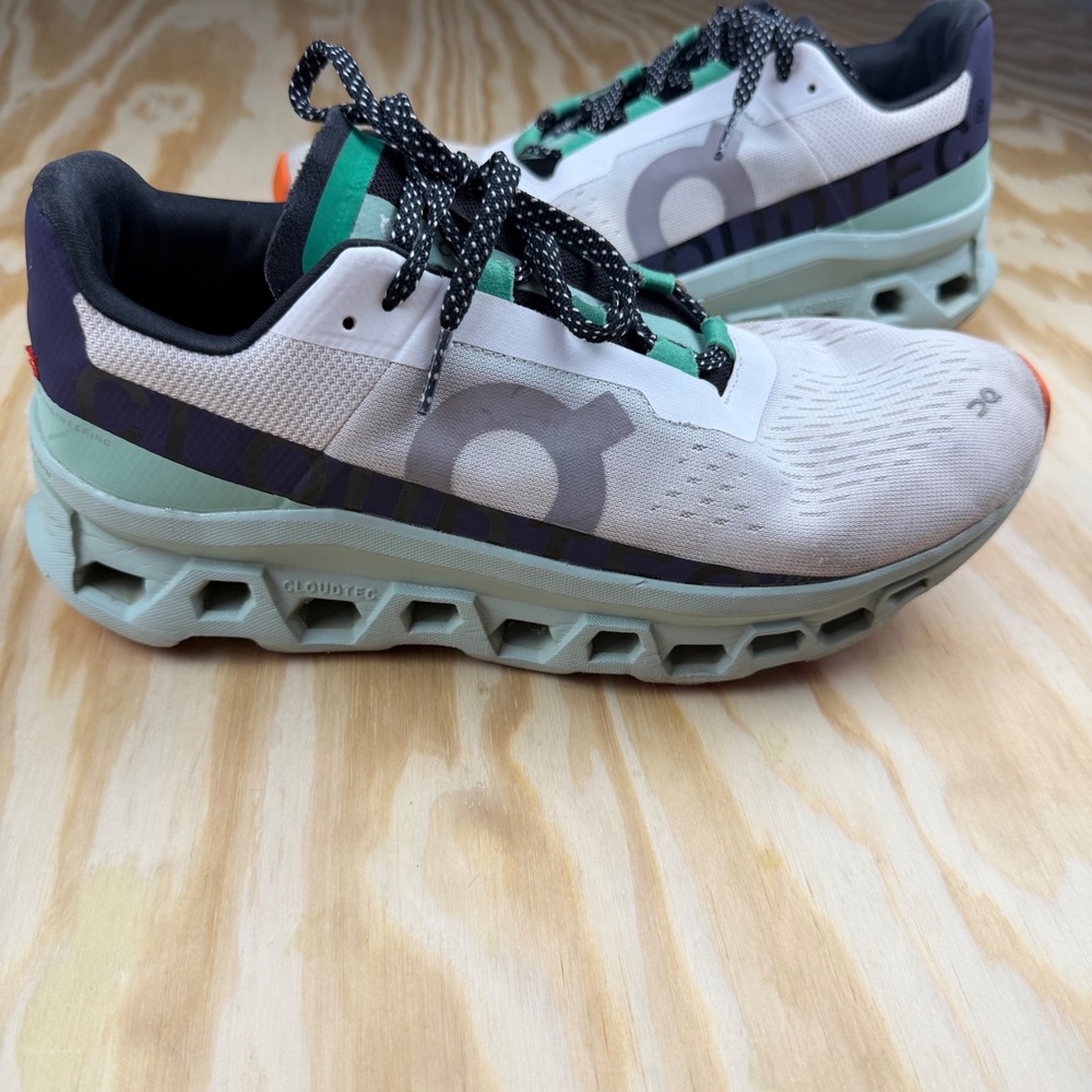 On Cloudmonster Running Shoes Womens 10 White Green Orange 61.98241
